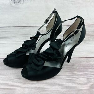 Nine West Women 7½  7.5 Satin Peep-Toe Heels 👠 Elegant Evening Shoes